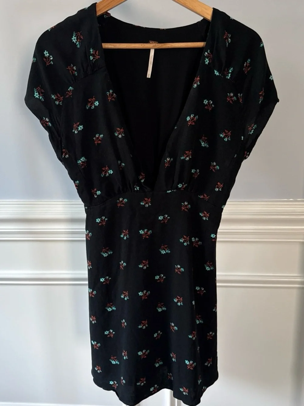 Free People Everyone's Favorite Viscose Mini Dress Black Floral M Medium